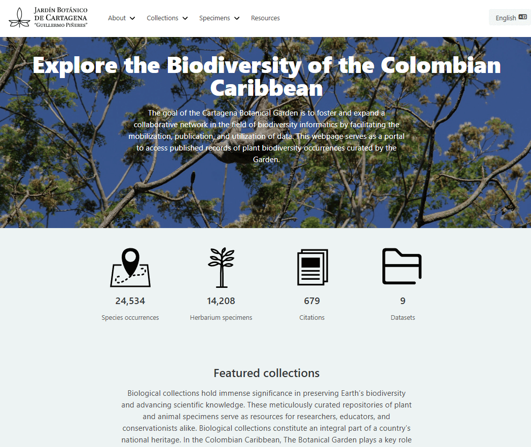 Cartagena Boanical Garden Data Portal